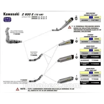 Escape Arrow Kawasaki Z800 E 2013-2016 X-Kone Nichrom copa Carbono - vista 3