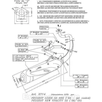 Escape Sito Peugeot Ludix 50 ONE (refrigeracion por aire) 2004 homologado 0714 - vista 3
