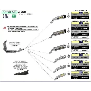 Escape Kawasaki Z900 2017-2019 Arrow ProRace Dark copa Inox - vista 2