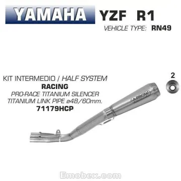 Escape Arrow Yamaha R1 2017-2018 Arrow ProRace full Titanium - vista 2