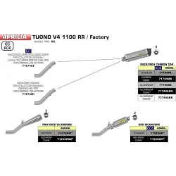 Escape Aprilia Tuono V4 1100 2017-2018 Arrow ProRace Nichrom - vista 3