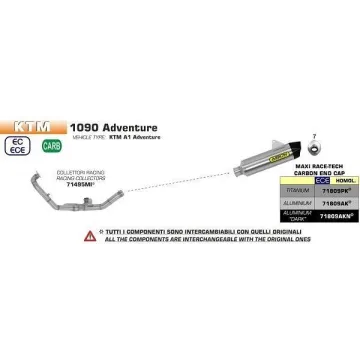 Escape Arrow KTM 1090 Adventure 2017-2020 Racetech Aluminio Dark copa Carbono - vista 3