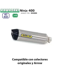 Escape Kawasaki Ninja 400 2018-2021 Arrow Racetech Aluminio copa Carbono - vista 1