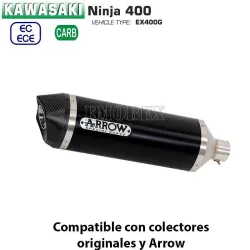Escape Kawasaki Ninja 400 2018-2021 Arrow Racetech Aluminio Dark copa Carbono - vista 1 Escape Kawasaki Ninja 400 2018-2021 Arrow Racetech Aluminio Dark copa Carbono - vista 1