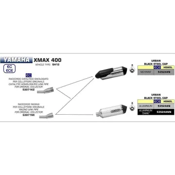 Escape Yamaha Xmax 400 2017-2020 Arrow Urban Aluminio Dark - vista 3