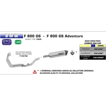 Escape Arrow BMW F 800 GS 2008-2016 Maxi Racetech Aluminio copa Carbono - vista 2