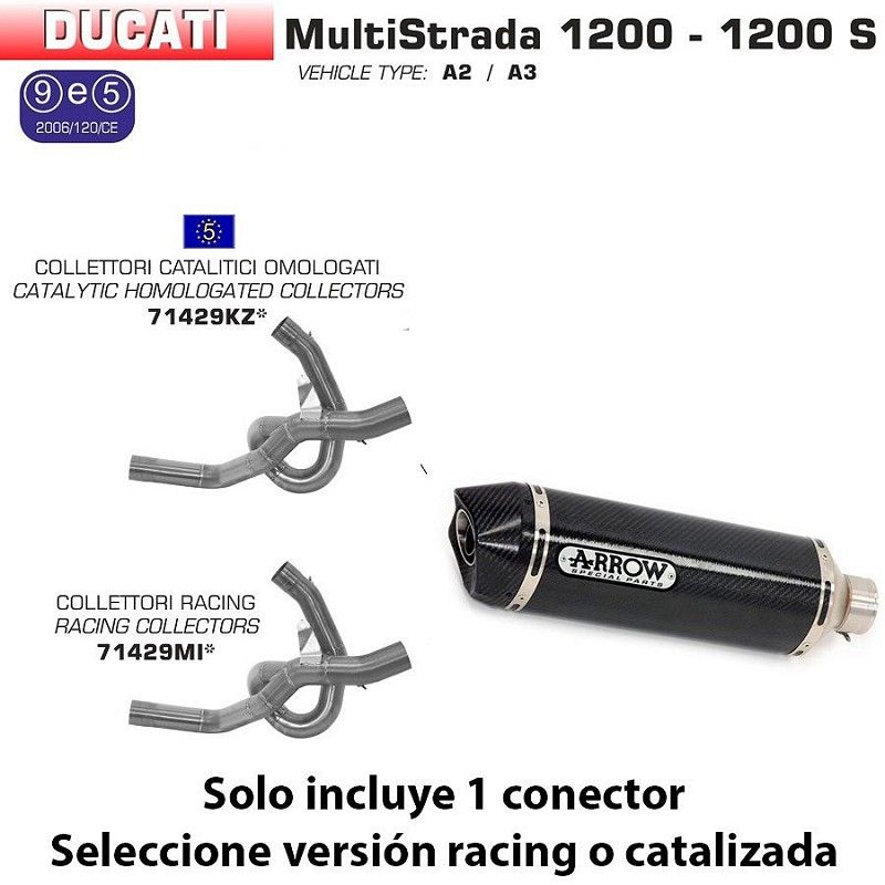Escape Arrow Ducati Multistrada 1200 -S 2010-2014 Racetech Carbono copa Carbono 71768MK - vista 1