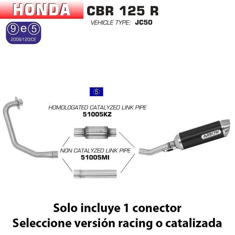 Escape completo Arrow Honda CBR 125 R 2011-2016 Street Thunder Dark Aluminio 51506AON - vista 1