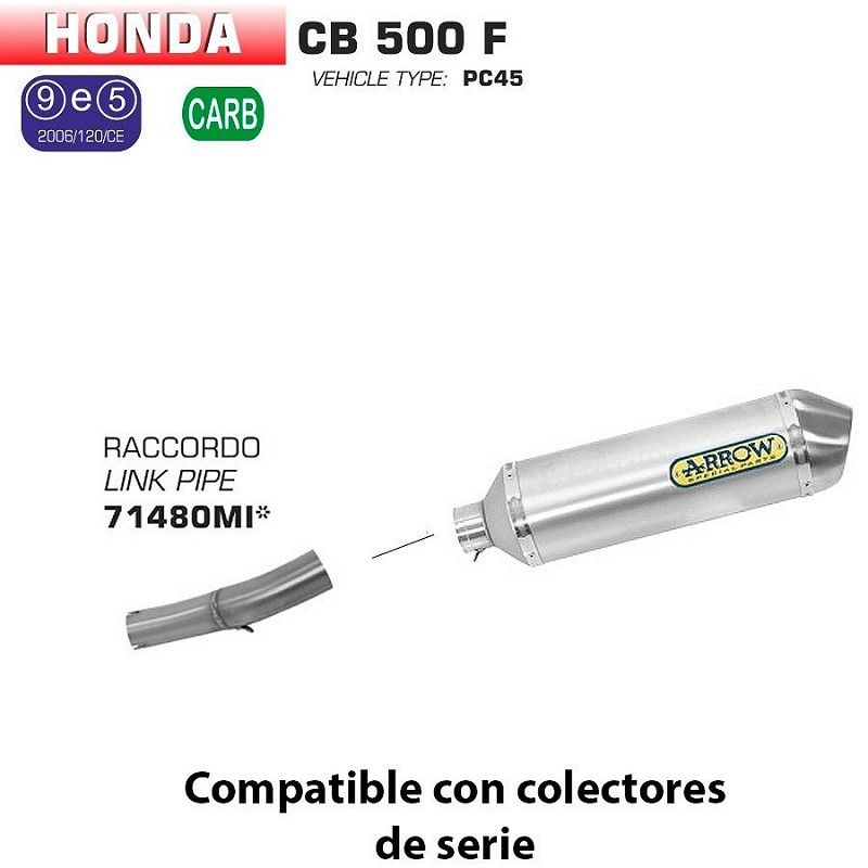 Escape Arrow Honda CB 500 - CBR 500 F 2013-2015 Racetech Aluminio copa Inox - vista 1