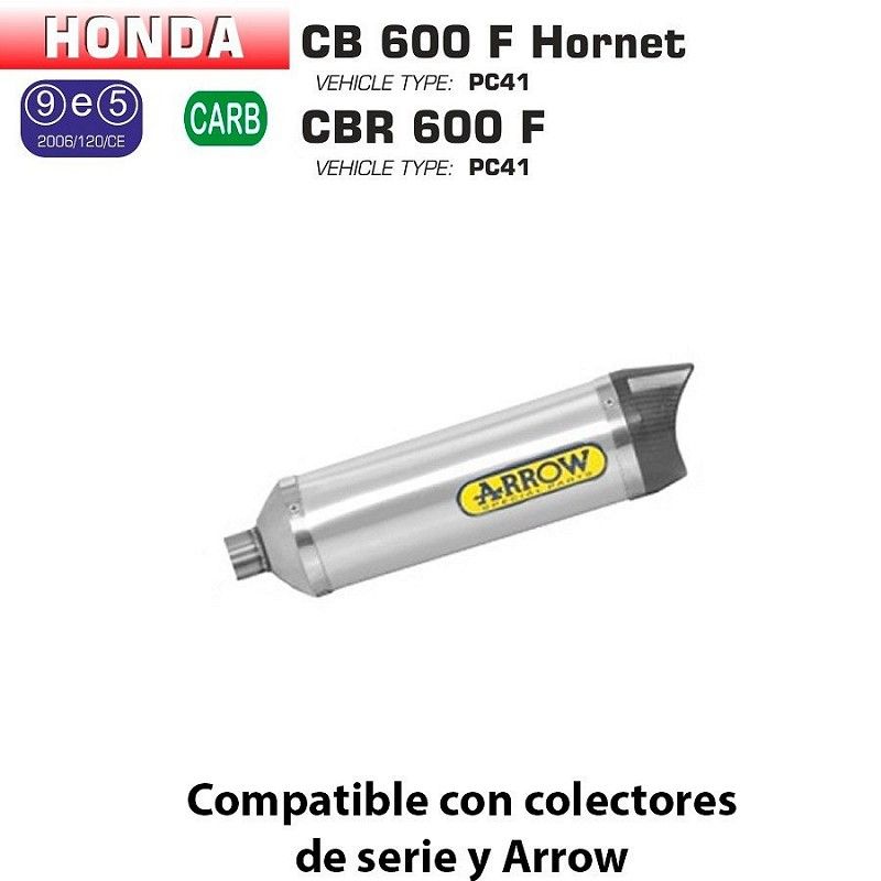 Escape Arrow Honda Hornet 600 2007-2013 Street Thunder Aluminio copa Carbono 71722AK - vista 1