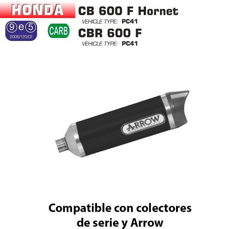 Escape Arrow Honda Hornet 600 2007-2013 Street Thunder Dark Aluminio copa Carbono 71722AKN - vista 1