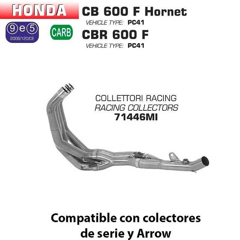 Colectores racing Arrow Honda Hornet 600 2007-2013 71446MI 