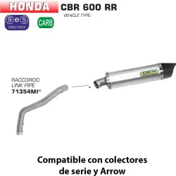 Escape Arrow Honda CBR 600 RR 2007-2008 Indy-Race Aluminio copa Carbono - vista 1