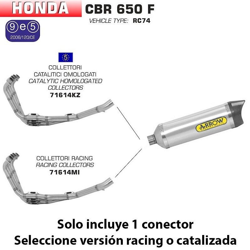 Escape Arrow Honda CBR 650 F 2014-2018 Thunder Aluminio copa Carbono - vista 1