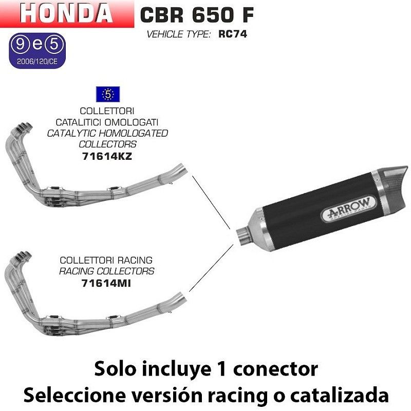 Escape Arrow Honda CBR 650 F 2014-2018 Thunder Carbono copa Carbono - vista 1
