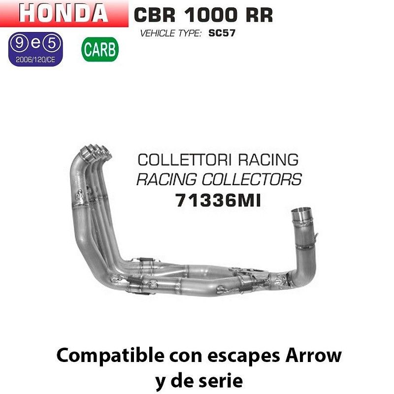 Colectores racing Arrow Honda CBR 1000 RR 2004-2007 - vista 1