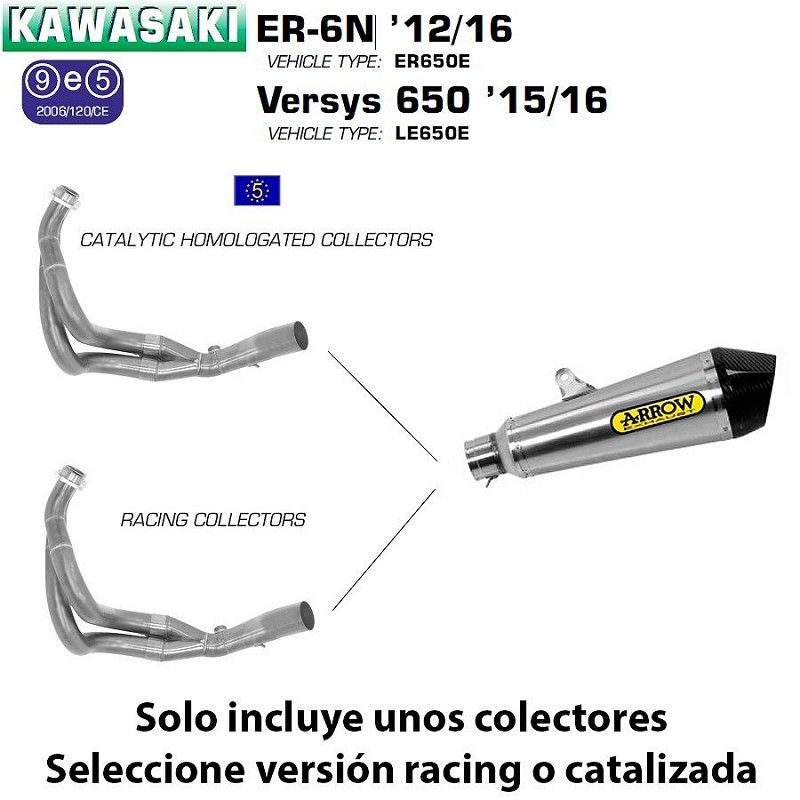 Escape completo Arrow Kawasaki ER-6N-F 2012-2016 X-Kone Nichrom copa Carbono - vista 1