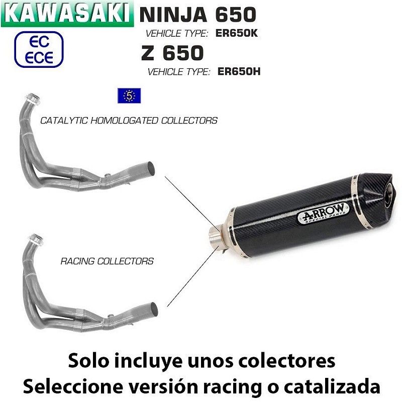 Escape completo Kawasaki Ninja 650 Arrow Racetech Carbono copa Carbono - vista 1