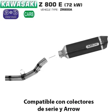 Escape Arrow Kawasaki Z800 E 2013-2016 Racetech Dark Aluminio copa Carbono - vista 3