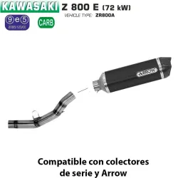 Escape Arrow Kawasaki Z800 E 2013-2016 Racetech Dark Aluminio copa Carbono - vista 3