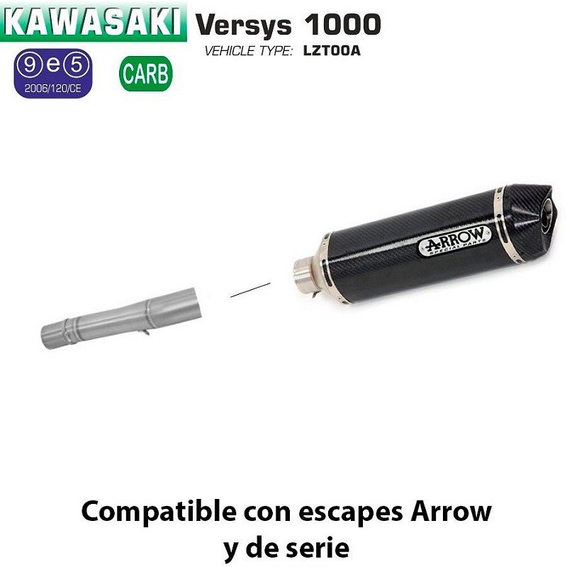 Escape Arrow Kawasaki Versys 1000 2012-2016 Racetech Carbono copa Carbono - vista 1