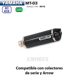 Escape Yamaha MT03 2018-2020 Arrow RaceTech Carbono copa Carbono - vista 1 Escape Yamaha MT03 2018-2020 Arrow RaceTech Carbono copa Carbono - vista 1