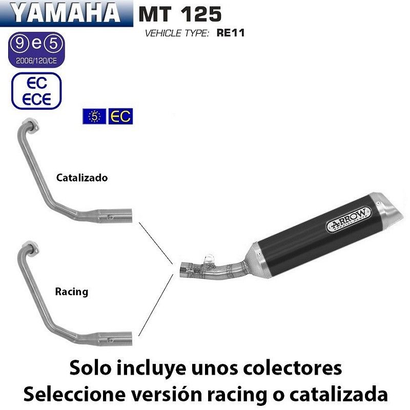 Escape completo Arrow Yamaha MT 125 2014-2019 Thunder Aluminio Dark copa Inox - vista 1