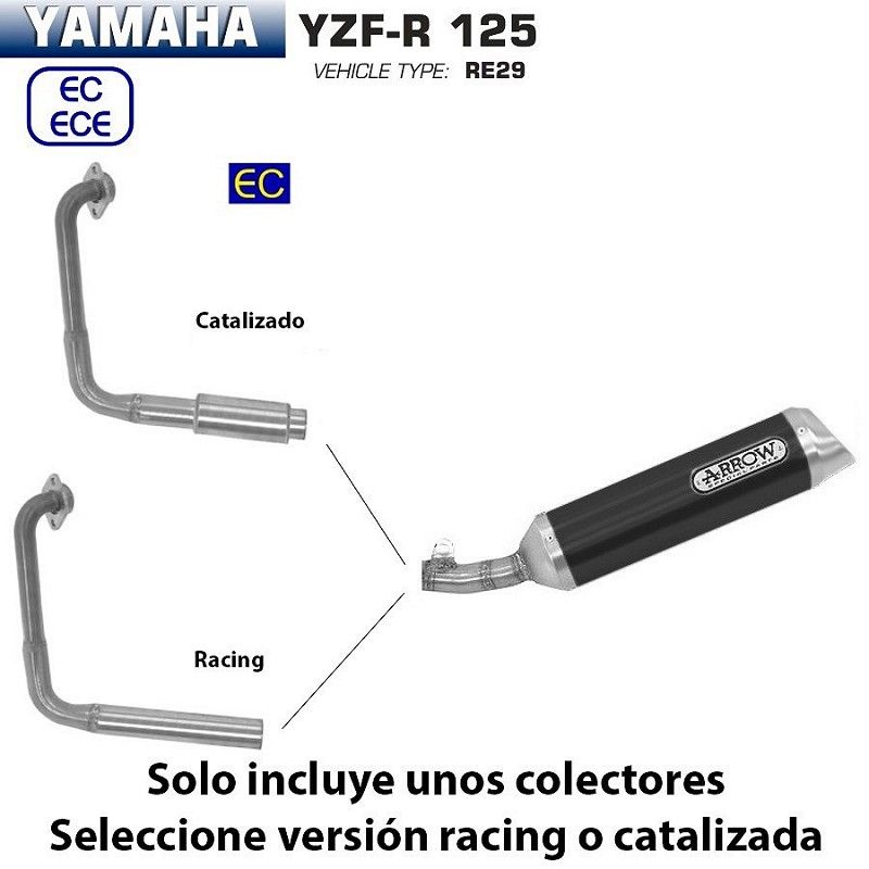 Escape completo Yamaha YZF-R 125 2017-2018 Arrow Thunder Aluminio Dark copa Inox - vista 1