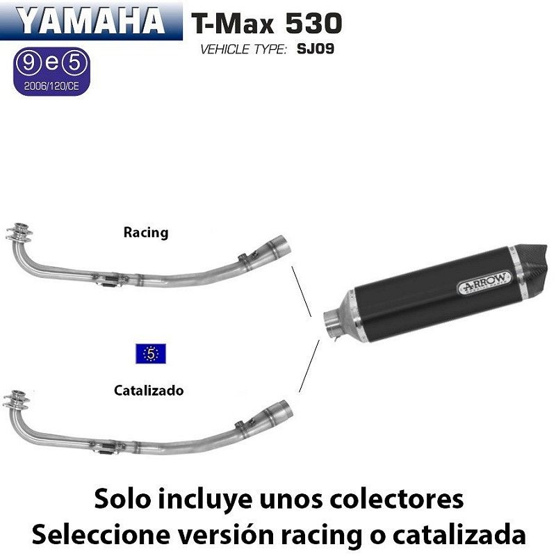 Escape completo Arrow Yamaha Tmax 530 2012-2016 Racetech Dark Aluminio copa Carbono - vista 1
