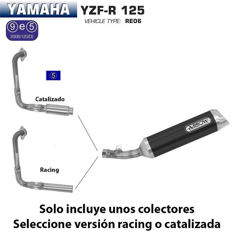 Escape completo Arrow Yamaha YZF-R 125 2008-2013 Street Thunder Dark Aluminio - vista 1