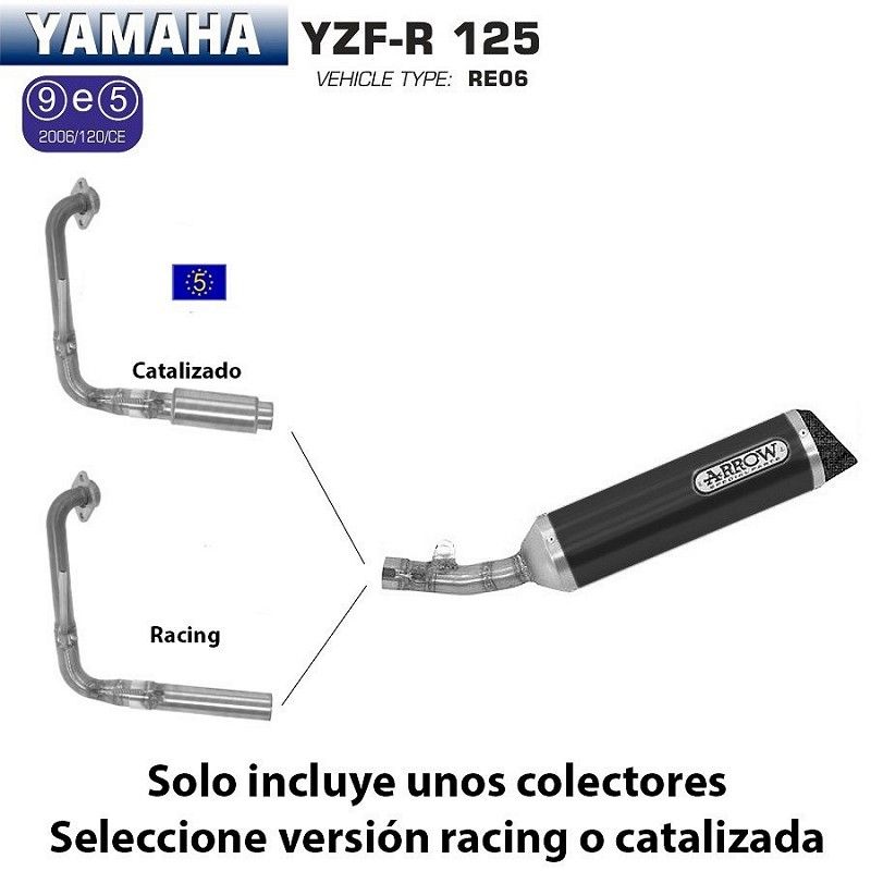 Escape completo Arrow Yamaha YZF-R 125 2008-2013 Street Thunder Dark Aluminio copa Carbono - vista 1