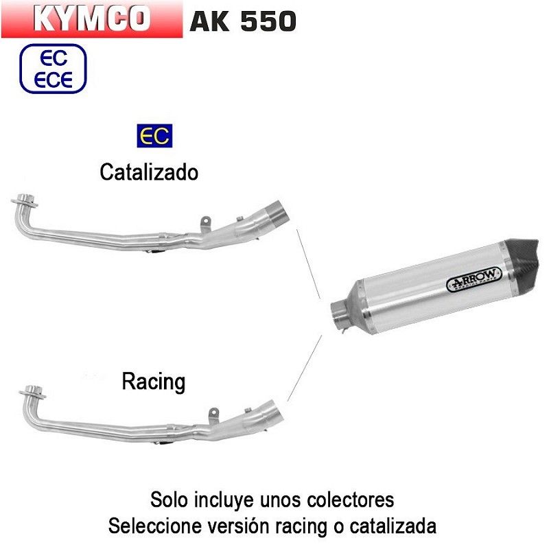 Escape completo Kymco AK 550 Arrow Racetech Aluminio copa Carbono - vista 1