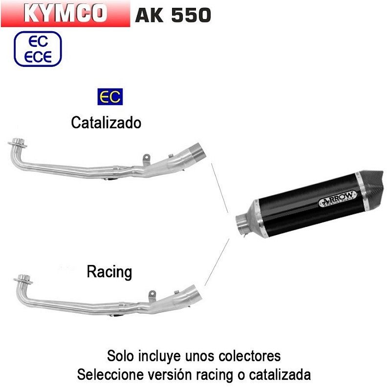 Escape completo Kymco AK 550 Arrow Racetech Aluminio Dark copa Carbono - vista 1