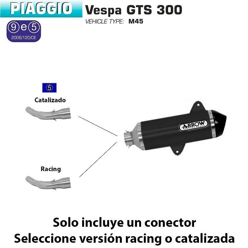 Escape Arrow Piaggio Vespa GTS 300 2008-2015 Urban Dark Aluminio