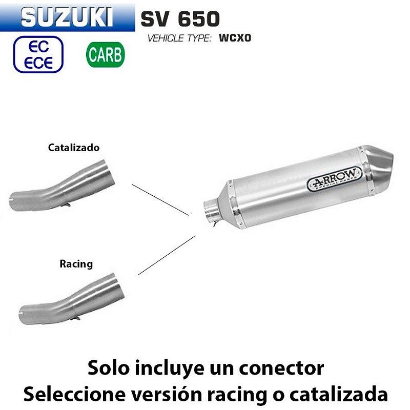 Escape Arrow Suzuki SV 650 2016-2021 Racetech Aluminio copa Inox - vista 1