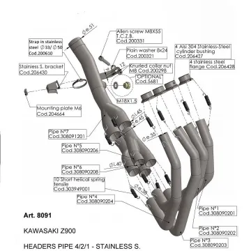 Colectores Leovince Kawasaki Z900 2017-2019 inox 8091
