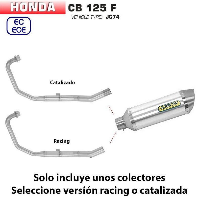 Escape completo Honda CB 125 F 2017-2020 Arrow Thunder Aluminio copa Inox - vista 1