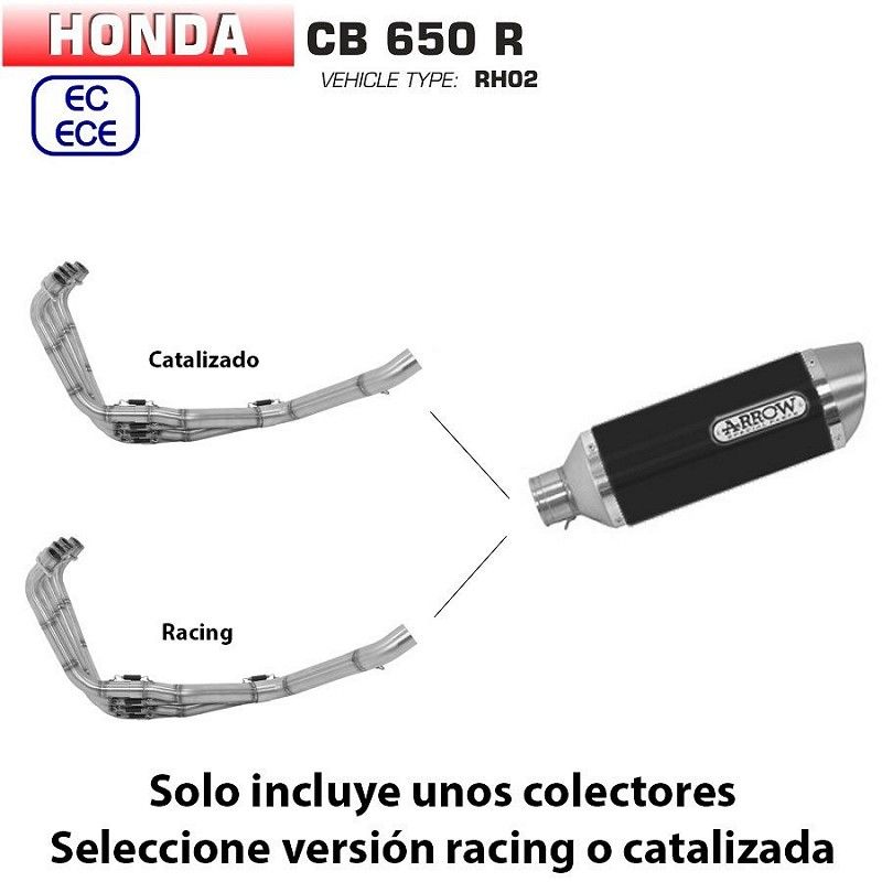 Escape completo Arrow Honda CB 650 R 2019-2021 Thunder Aluminio Dark copa Inox - vista 1