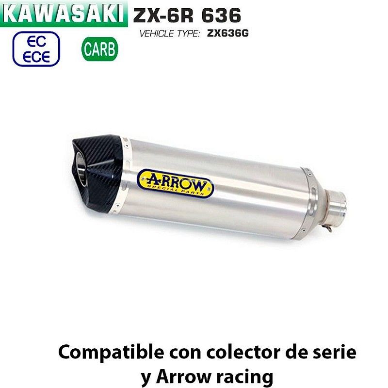Escape Kawasaki ZX-6R 636 2019-2020 Arrow Racetech Aluminio copa Carbono - vista 1