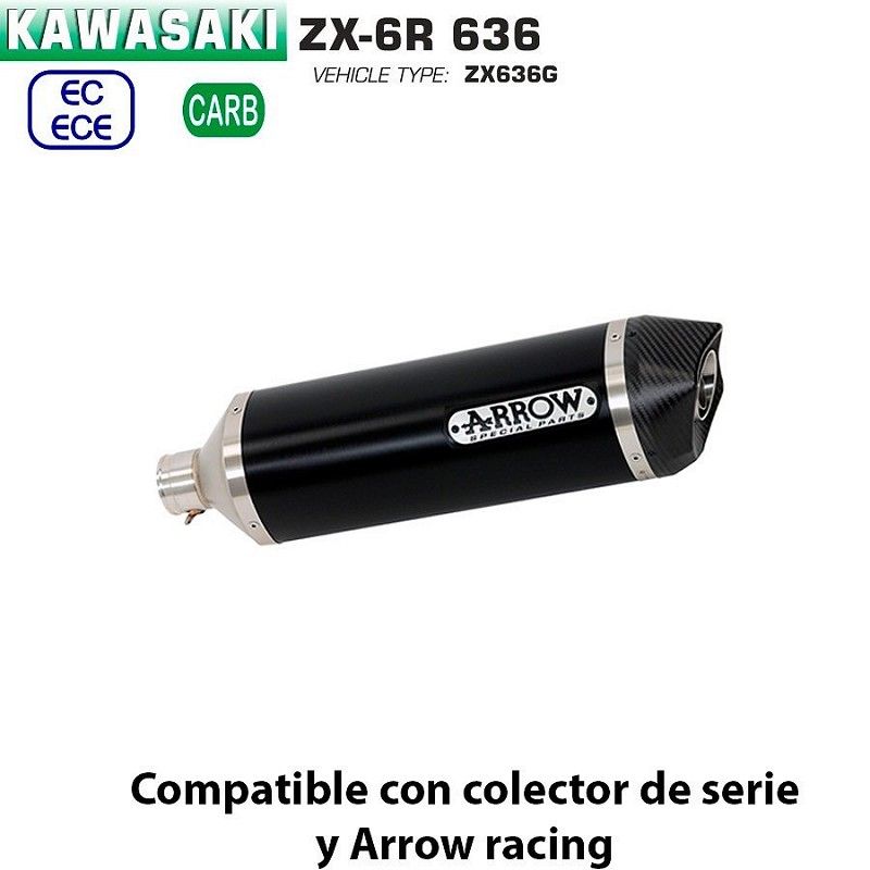 Escape Kawasaki ZX-6R 636 2019-2020 Arrow Racetech Aluminio Dark copa Carbono - vista 1