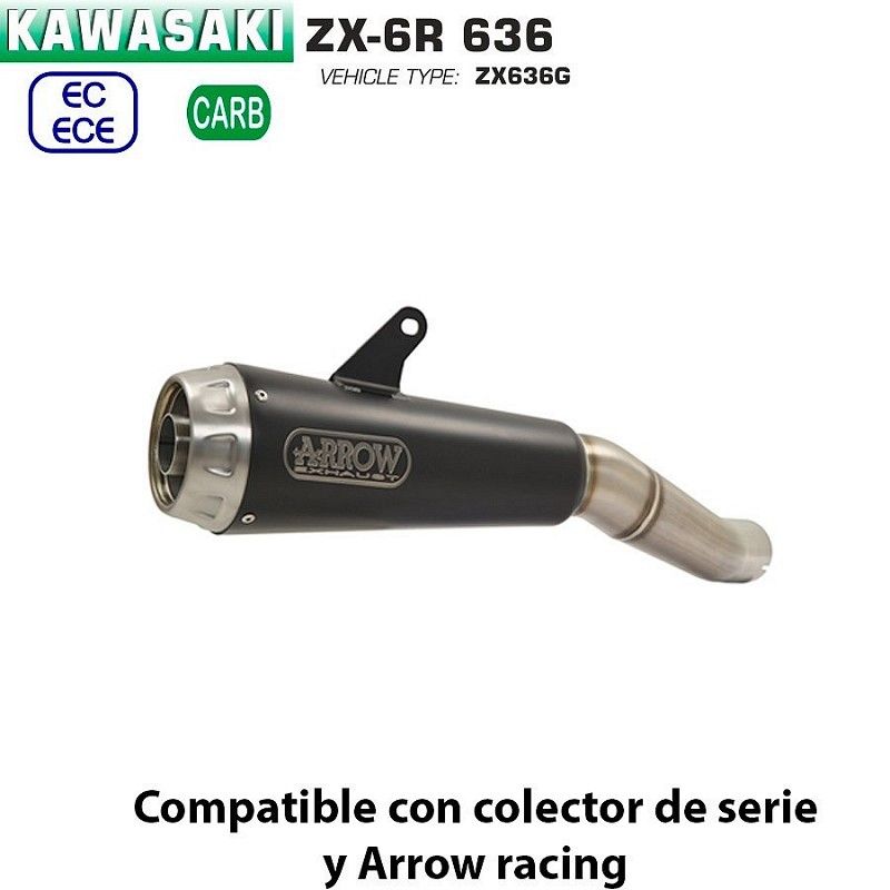 Escape Kawasaki ZX-6R 636 2019-2020 Arrow ProRace Nichrom Dark - vista 1