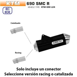 Escape KTM 690 SMC R 2019-2020 Arrow Racetech Aluminio Dark copa Inox - vista 1 Escape KTM 690 SMC R 2019-2020 Arrow Racetech Aluminio Dark copa Inox - vista 1