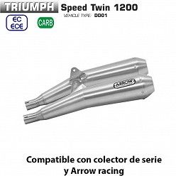 Escapes Triumph Speed Twin 1200 Arrow ProRacing Nichrom copa Inox - vista 1