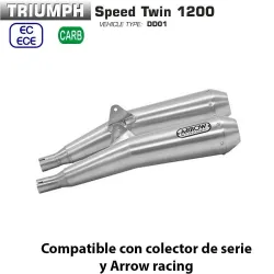 Escapes Triumph Speed Twin 1200 Arrow ProRacing Nichrom copa Inox - vista 1 Escapes Triumph Speed Twin 1200 Arrow ProRacing Nichrom copa Inox - vista 1