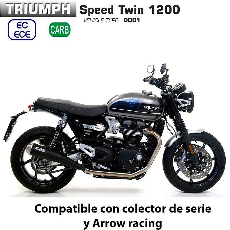Escapes Triumph Speed Twin 1200 Arrow ProRacing Nichrom Dark copa Carbono - vista 1