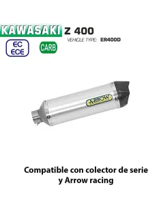 Escape Kawasaki Z400 Arrow Racetech Aluminio copa Carbono - vista 1