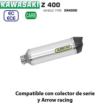 Escape Kawasaki Z400 Arrow Racetech Aluminio copa Carbono - vista 1