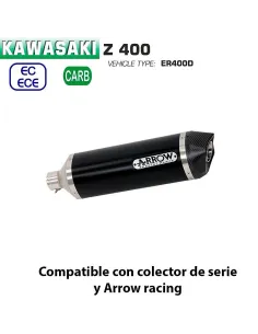 Escape Kawasaki Z400 Arrow Racetech Aluminio Dark copa Carbono - vista 1