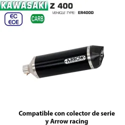 Escape Kawasaki Z400 Arrow Racetech Aluminio Dark copa Carbono - vista 1 Escape Kawasaki Z400 Arrow Racetech Aluminio Dark copa Carbono - vista 1