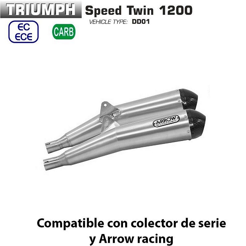 Escapes Triumph Speed Twin 1200 Arrow ProRacing Nichrom copa Carbono - vista 1